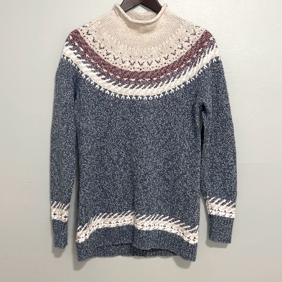 L.L. Bean Sweaters - LL Bean Cotton Ragg Sweater Funnelneck Pullover Fair Isle
